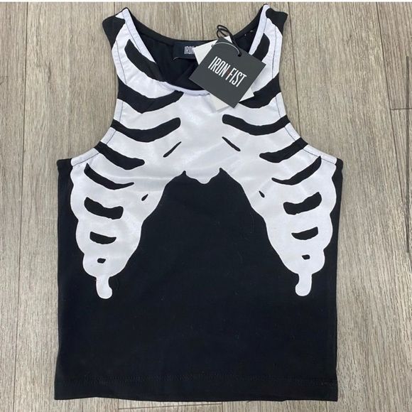 Iron Fist Black and White Graphic Crop Tank Top - Picture 4 of 4